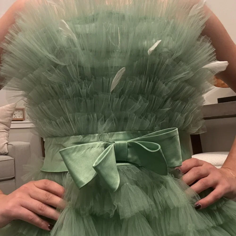 Green Ruffle Ball Gown - Picture 3 of 3